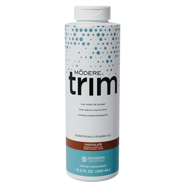 Trim wellness supplement with CLA and Collagen/HA Matrix for metabolism, muscle tone, and skin health.