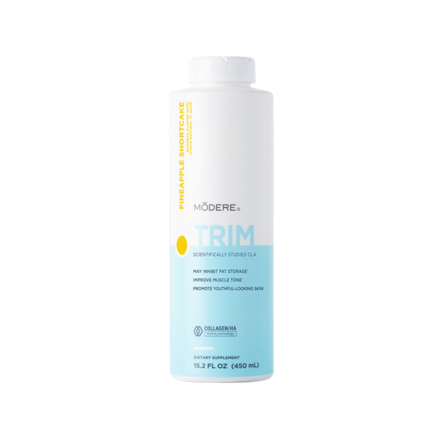 Trim wellness supplement with CLA and Collagen/HA Matrix for metabolism, muscle tone, and skin health.