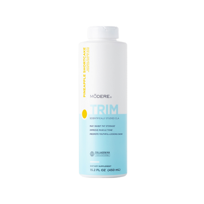 Trim wellness supplement with CLA and Collagen/HA Matrix for metabolism, muscle tone, and skin health.